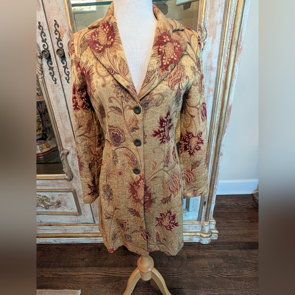 CAbi Tapestry Gold Brocade Guinevere Coat - Picture 2 of 7